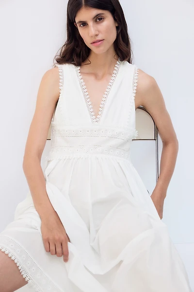 Robe d'allaitement MAMA en coton avec dentelle