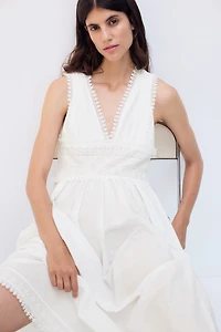 MAMA Lace-Trimmed Cotton Nursing Dress