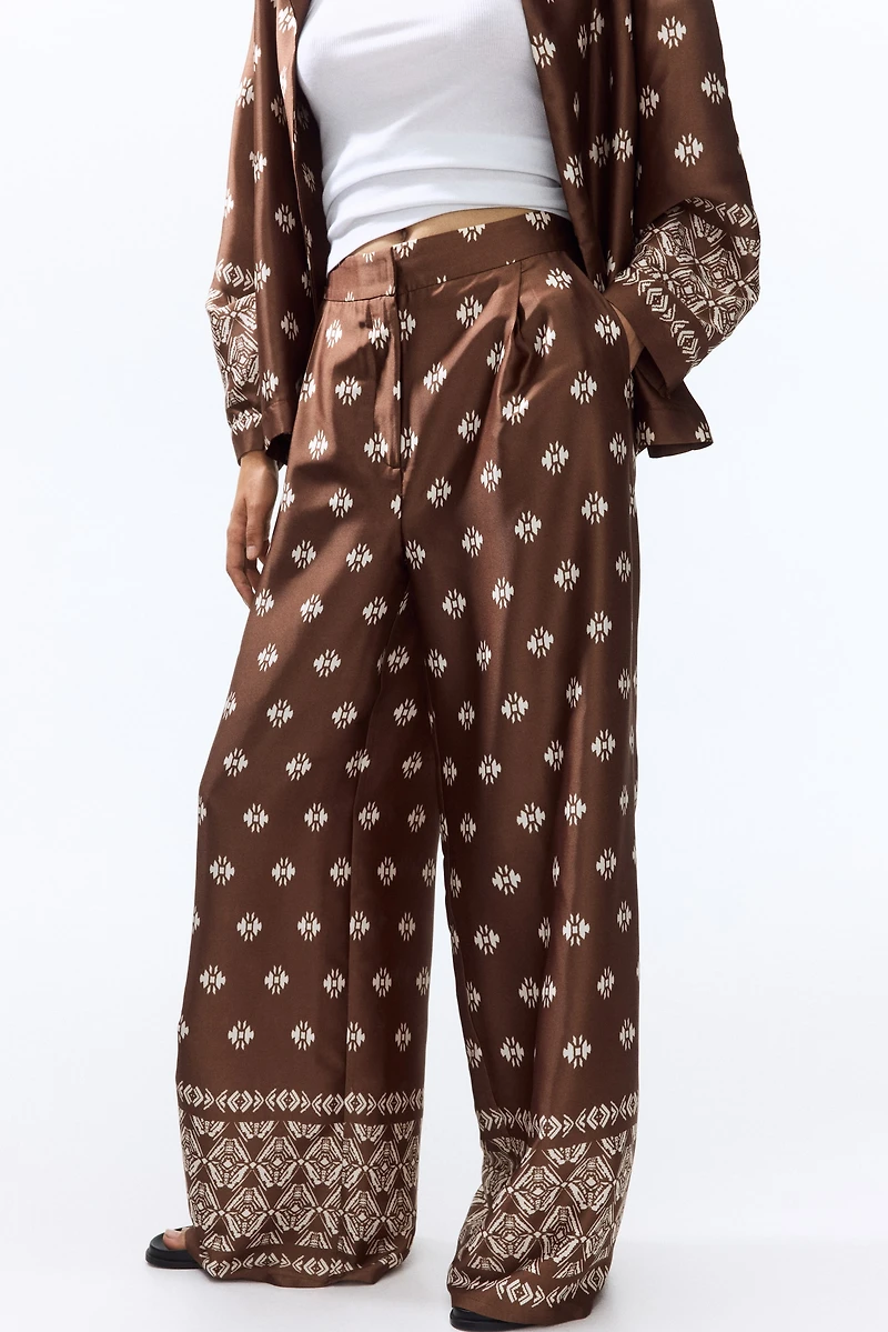Straight-Leg Satin Pants