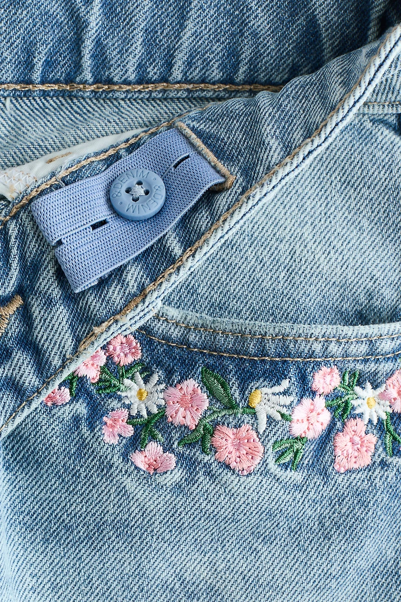 Embroidered-Detail Denim Shorts
