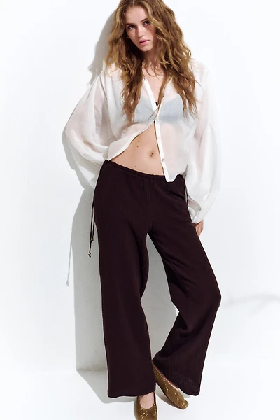Wide-Leg Drawstring Pants