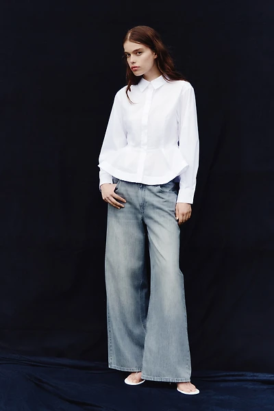 Chemise péplum en popeline