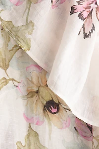 Linen-Blend Peplum Top