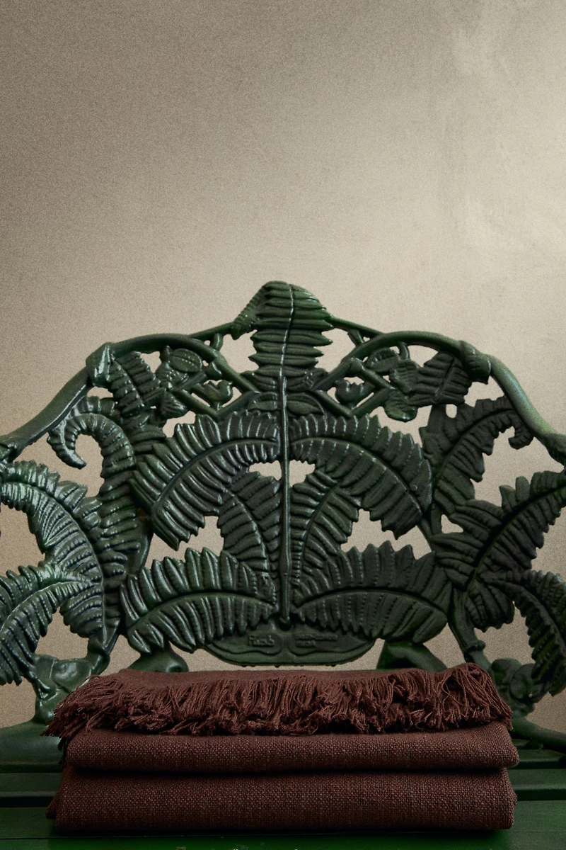 Fringed Slub-Weave Throw