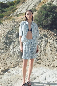 Short en sergé avec taille élastique