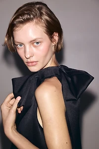 Bow-Detail One-Shoulder Dress