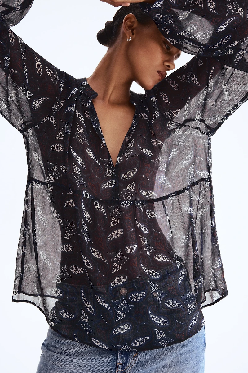 Blouse en mousseline à motif