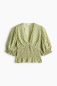 Smocked-Waist Blouse