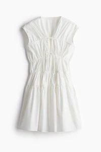 Drawstring-Detail Poplin Dress