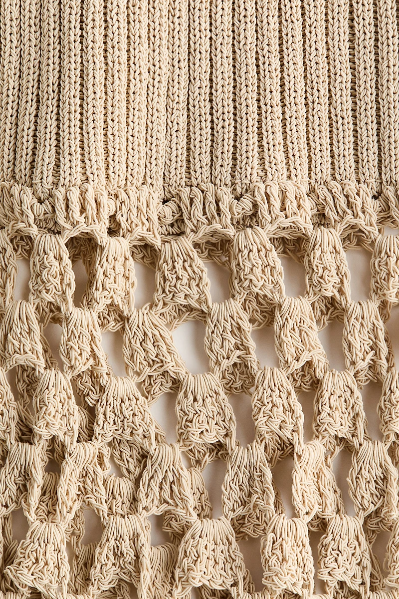 Robe en tricot côtelé avec liens à nouer