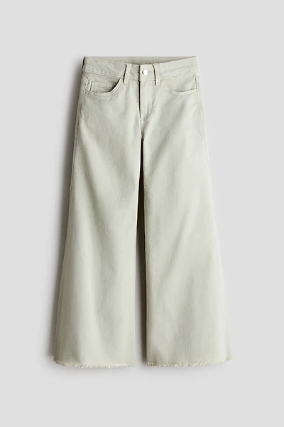 Wide-Leg Twill Pants