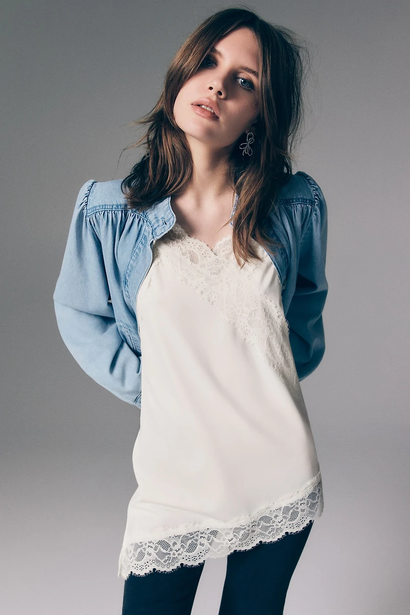 Lace-Detail Jersey Camisole Top