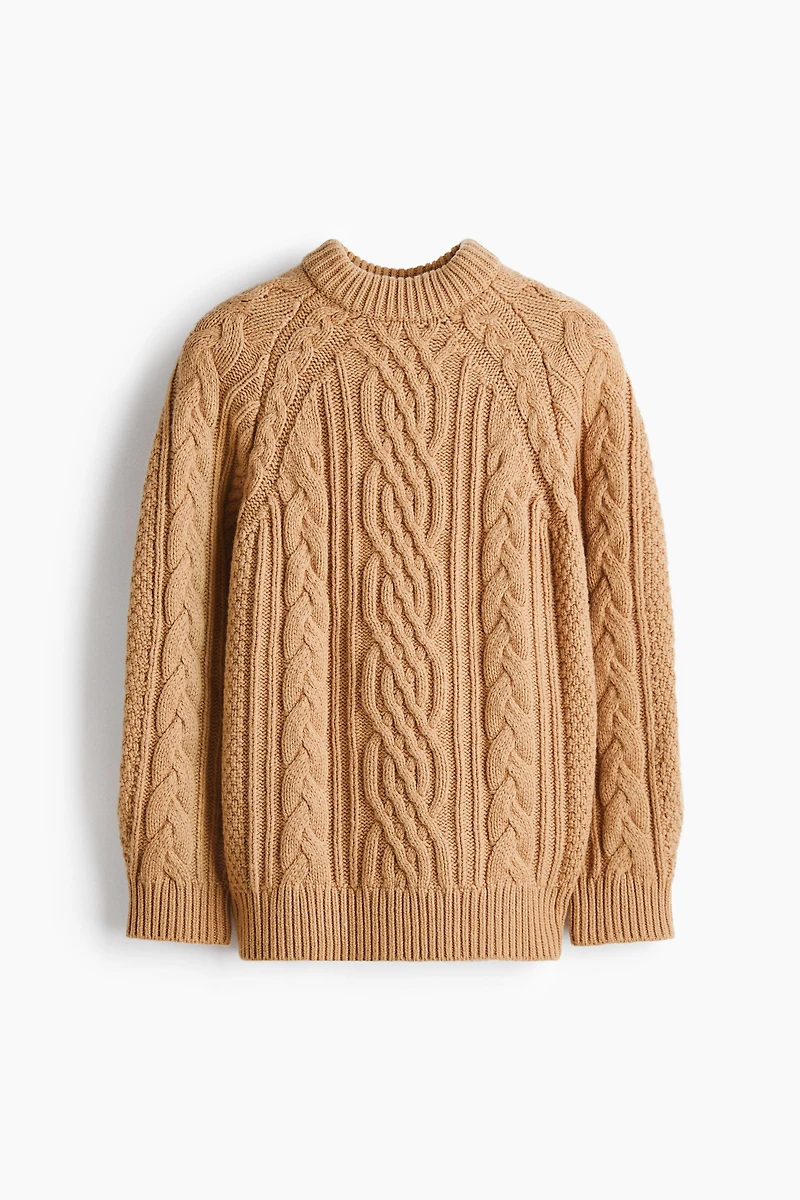 Cable-knit wool-blend jumper