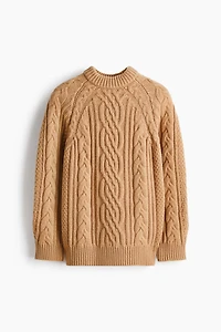 Cable-knit wool-blend jumper