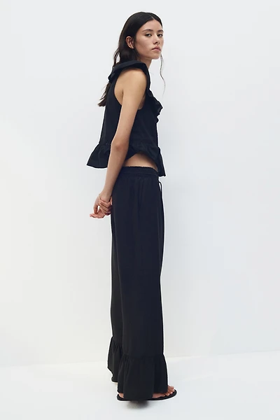 Ruffle-Trimmed Drawstring Pants