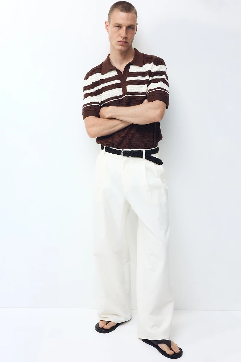 Polo classique en tricot pointelle