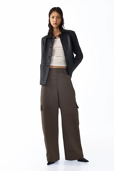 Cotton Barrel-Leg Pants