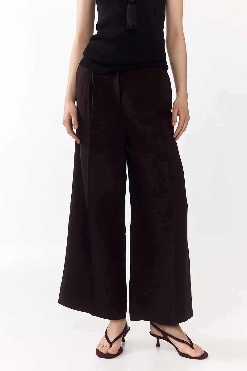 Ankle-Length Linen-Blend Pants