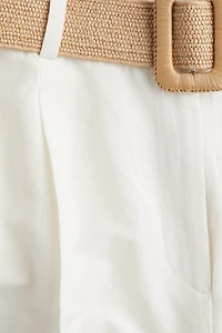 Linen-Blend Pants with Belt