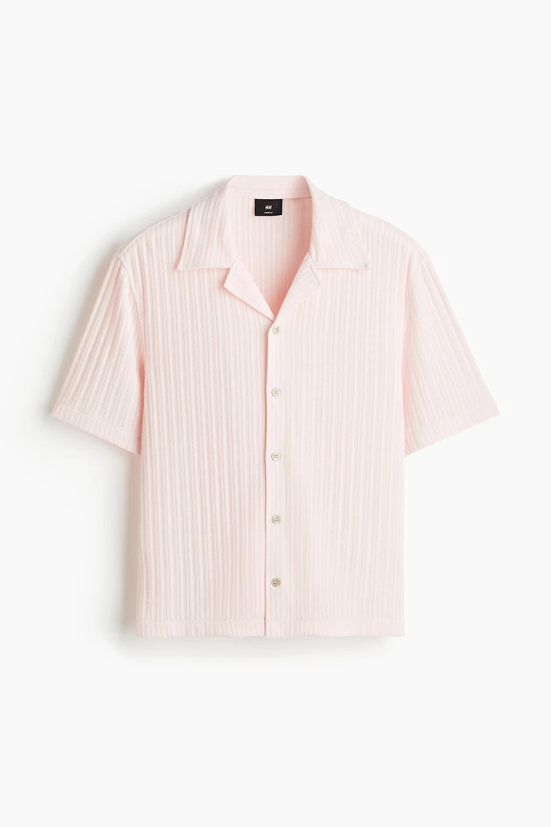 Loose-Fit Rib-Knit Resort Shirt
