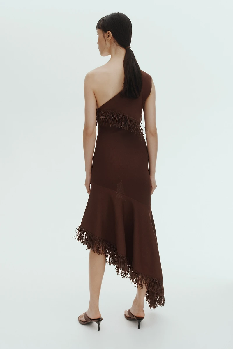 One-Shoulder Dress with Fringe