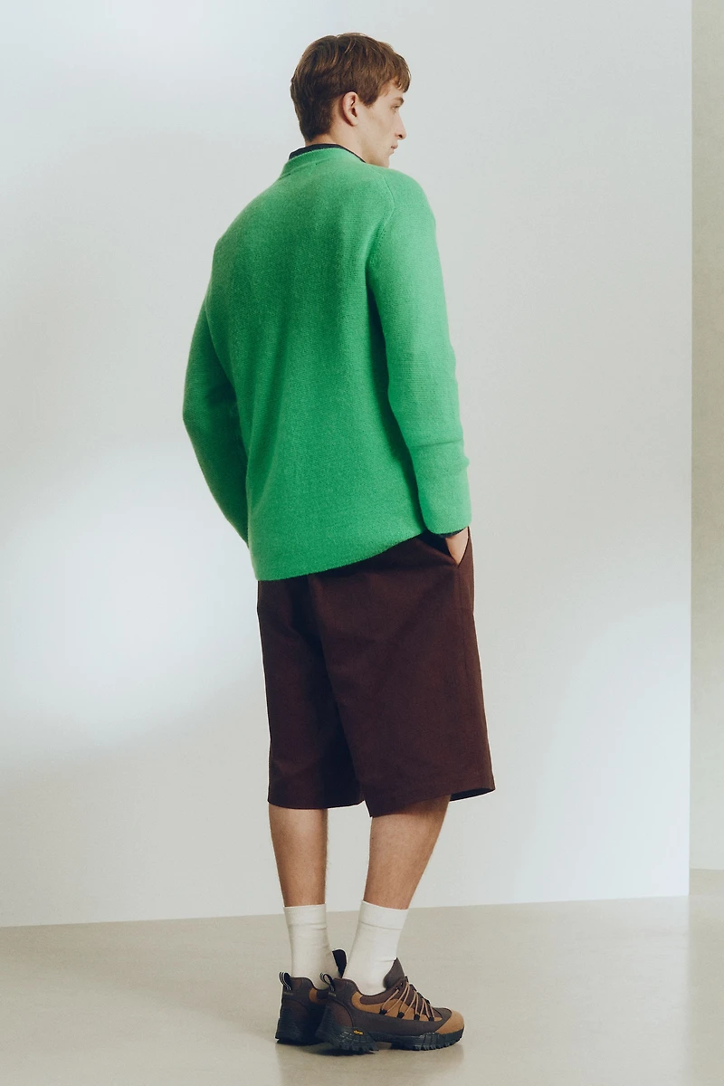 Loose-Fit Wool-Blend Purl-Knit Sweater