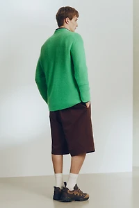 Loose-Fit Wool-Blend Purl-Knit Sweater