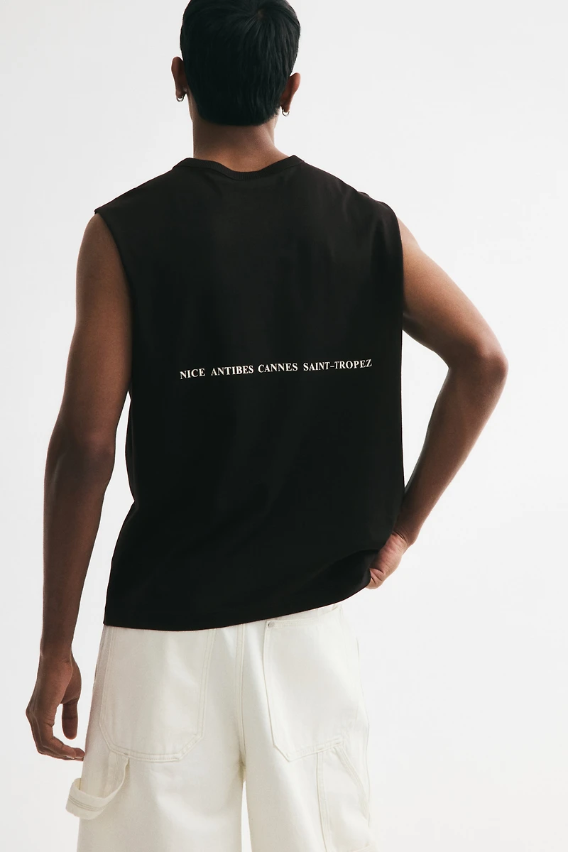 Loose-Fit Printed Sleeveless T-Shirt