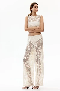 Pantalon en résille avec motifs