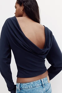 Cowl-Back Jersey Top