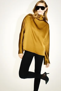 Satin Mock Turtleneck Top