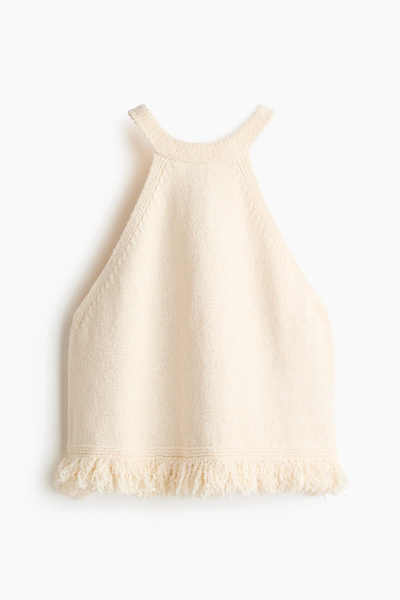 Fringe-Trimmed Knit Top