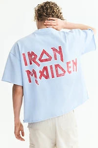 Oversized Printed Raw-Edge Cotton T-Shirt