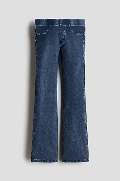 Pantalon souple évasé effet denim