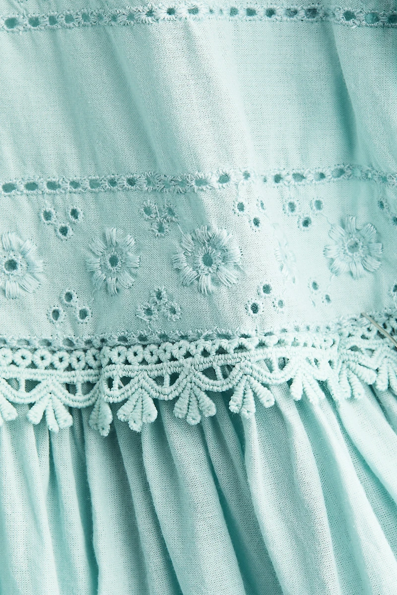 MAMA Lace-Trimmed Cotton Nursing Dress