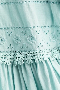 MAMA Lace-Trimmed Cotton Nursing Dress