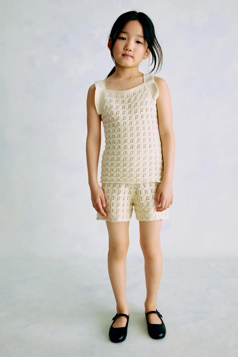 2-Piece Cotton Pointelle-Knit Set