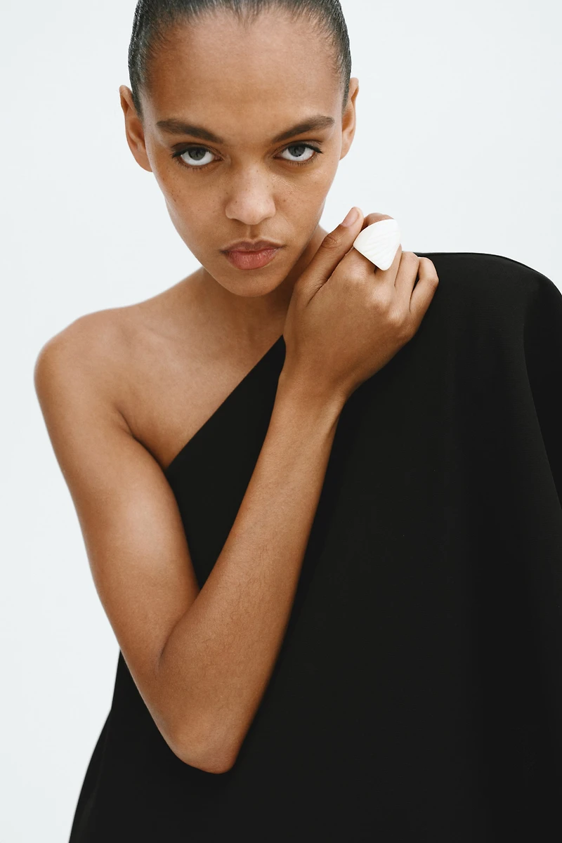 One-Shoulder Cape Top