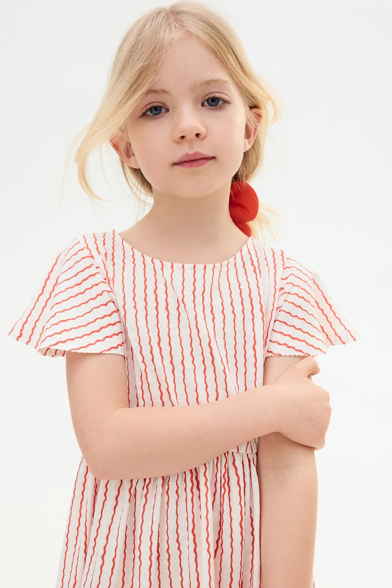 Flutter-Sleeved Cotton Dress