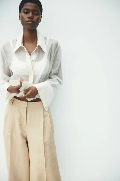 Wide-Leg Linen-Blend Culottes
