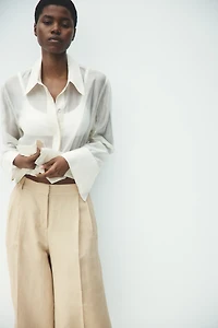 Wide-Leg Linen-Blend Culottes