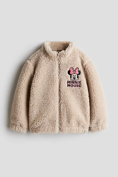 Appliquéd Teddy Fleece Jacket
