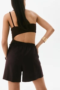 Linen-Blend Drawstring Shorts