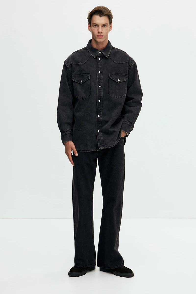 Oversized Padded Denim Shirt