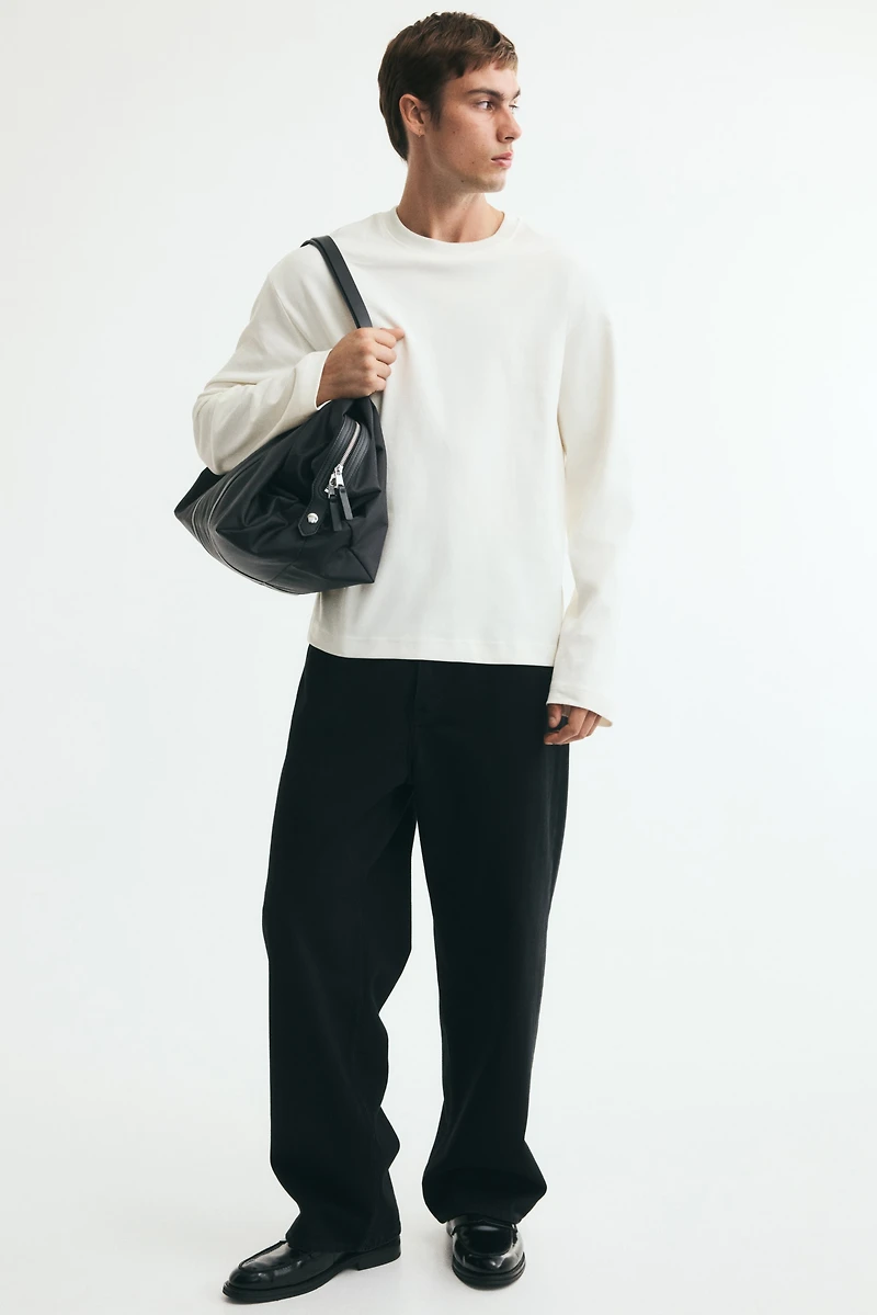 Relaxed-Fit Long-Sleeved Interlock Cotton T-Shirt