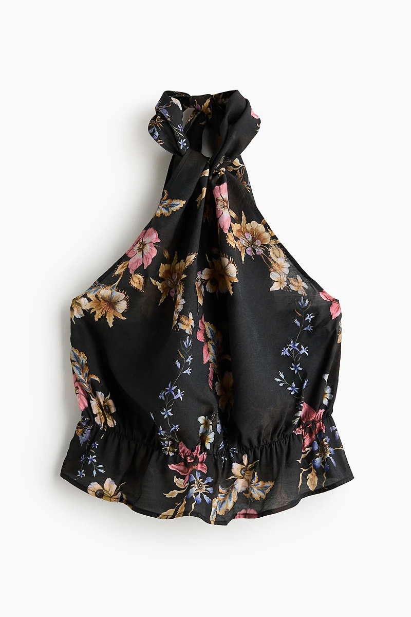 Viscose-Blend Halterneck Top