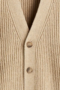 Loose-Fit Rib-Knit Cardigan