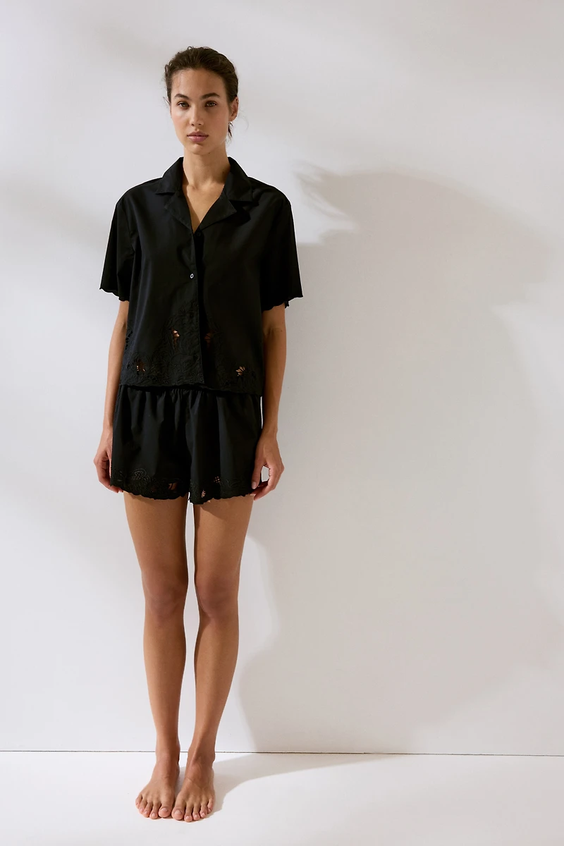 Pajamas with Eyelet Embroidery