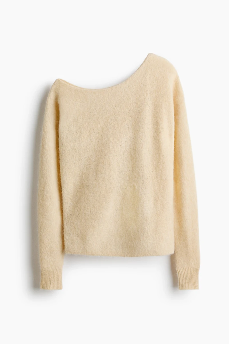 Alpaca-Blend One-Shoulder Sweater
