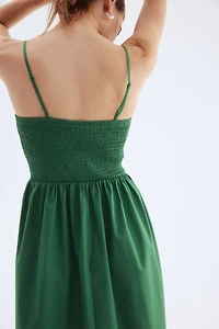 Smocked-Bodice Cotton Dress
